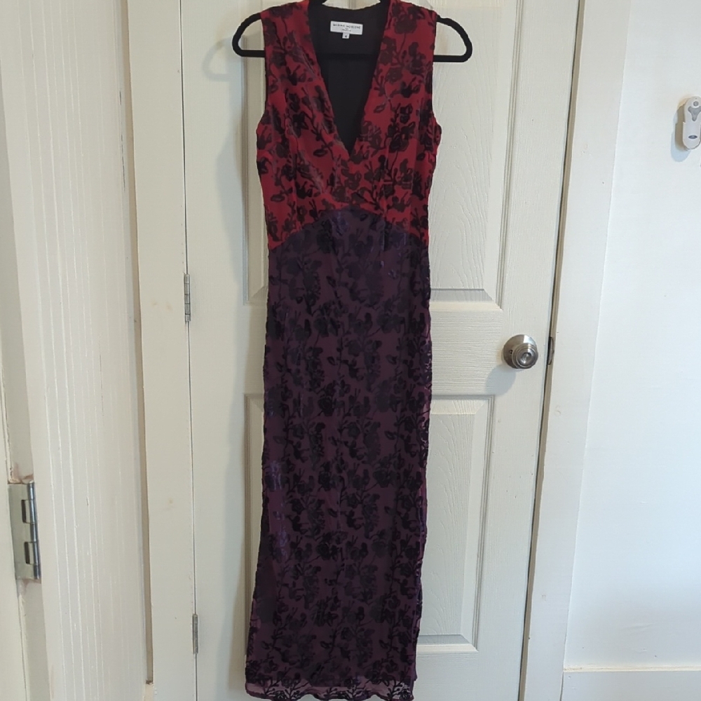 Elegant Red and Purple Floral Dress